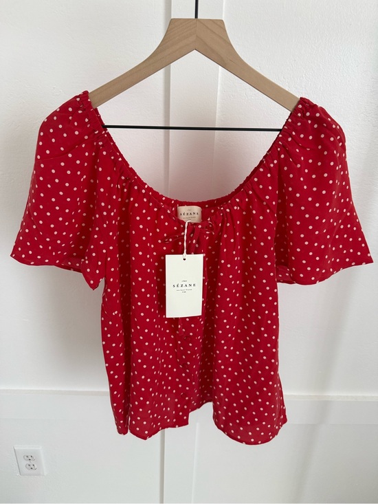 Sezane Tops - Sezane Vikaly Silk Blouse Red Polka Dot